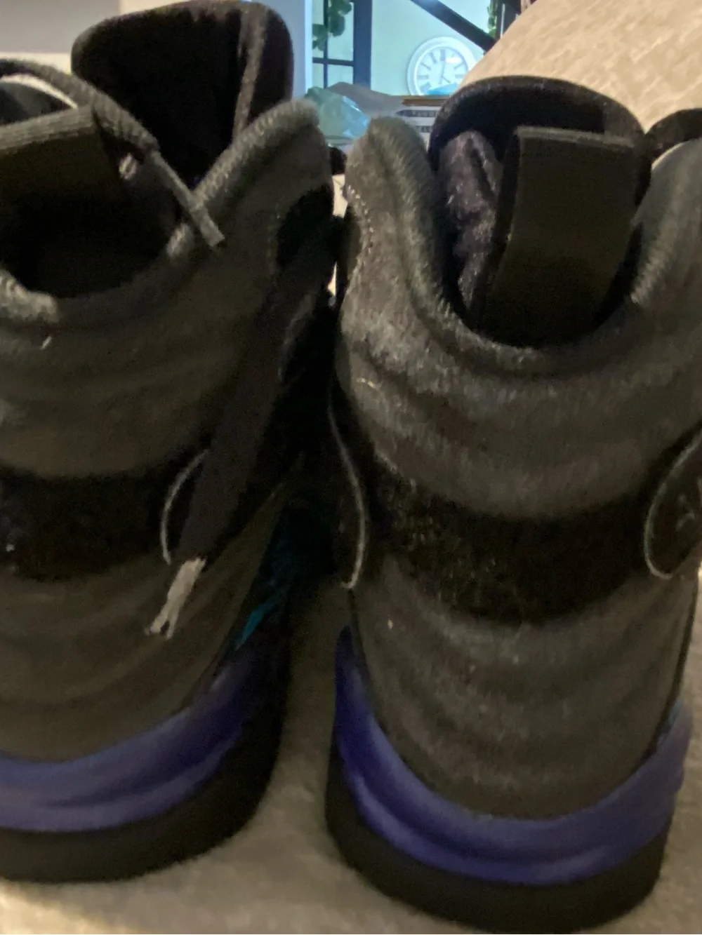 Jordan Black Suede Sneakers with Purple & Teal Accents